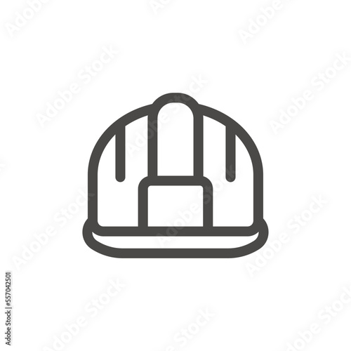 Construction helmet icon. A simple image of a standard helmet to protect the builders head. Linear vector on a white background.