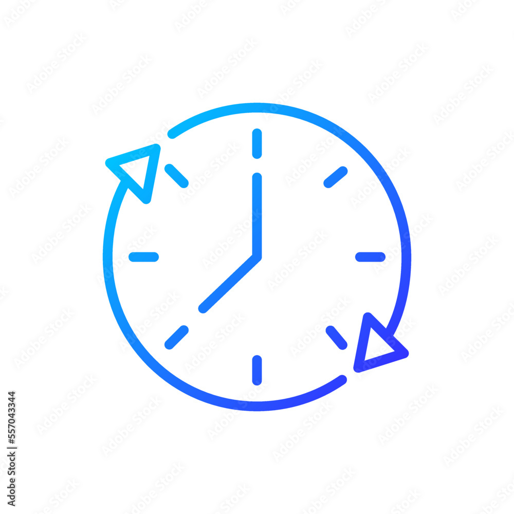 Time period pixel perfect gradient linear vector icon. Validity and expiration. Estimating duration. Task length. Thin line color symbol. Modern style pictogram. Vector isolated outline drawing