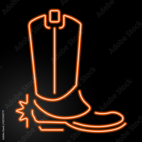 cowboy shoes neon sign, modern glowing banner design, colorful modern design trends on black background. Vector illustration.