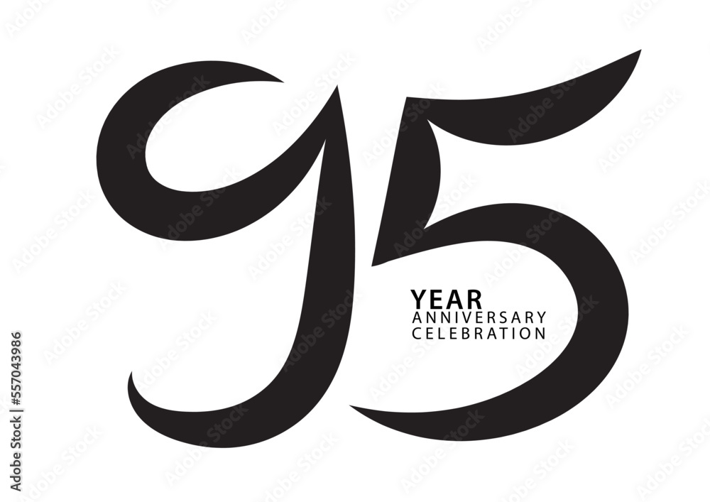 95 year anniversary celebration black color logotype vector, 95 number