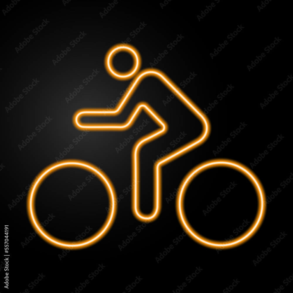 bike neon sign, modern glowing banner design, colorful modern design trends on black background. Vector illustration.