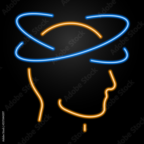 dizziness neon sign, modern glowing banner design, colorful modern design trends on black background. Vector illustration.