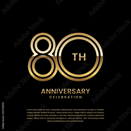 80 year anniversary celebration. Anniversary logo design with double line concept. Logo Vector Template Illustration