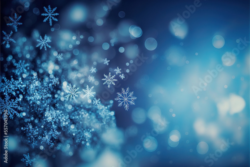 abstract blue winter background  Christmas decoration. Copy space  banner  space for text