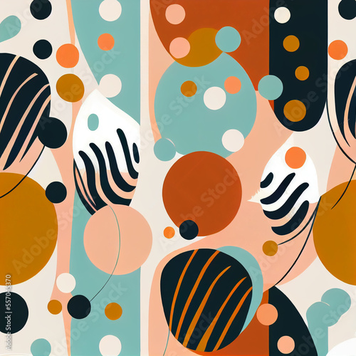 boho background. abstract minimal elegant line brush stroke shapes and circles. Generative AI