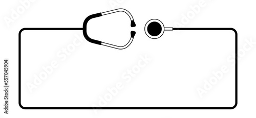 Stethoscope, heart icon. Doctor tool. Stethoscope cardio device. Healthcare, heartbeat pictogram. Medical stethoscope, is an instrument for listening to sounds in the body. Heart check, line pulse.