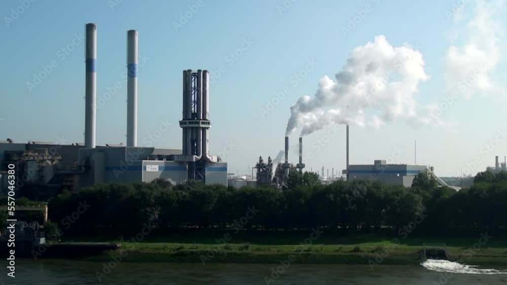 Pollution in industrial port of Rotterdam - The Netherlands