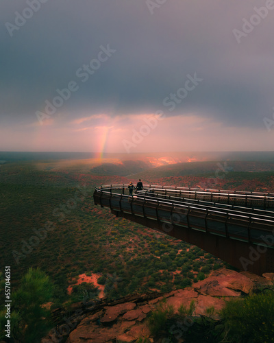Kalbarri Skywalk on a rainy afternoon, rainbows - Kalbarri Western Australia 