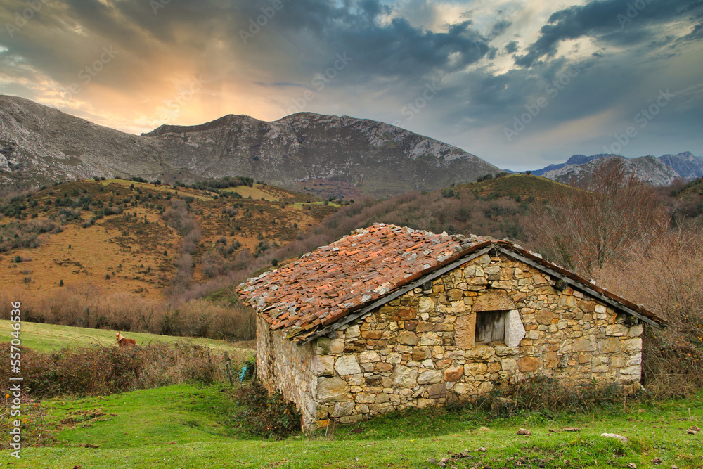 Cabin at Puertos de Marabio Natural Monument, Teverga municipality, Asturias, Spain