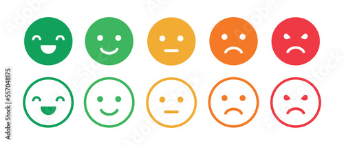 Five facial expression of feedback icon. Rating satisfaction vector illustration. Vector icons.