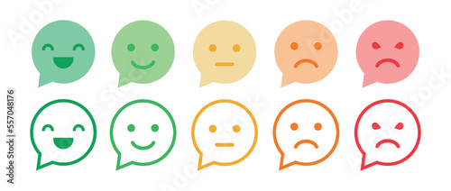 Feedback emoji icons vector design. Bad and Good Review. Happy and Sad reaction. Flat icons 10 EPS.