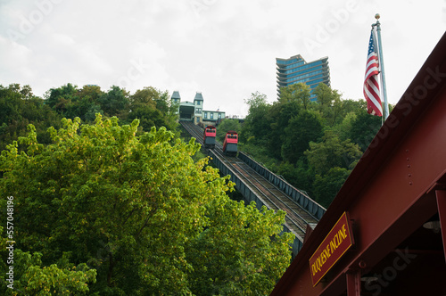 The Duquesne Incline seen from the lower station in Pittsburgh, Pennsylvania. photo