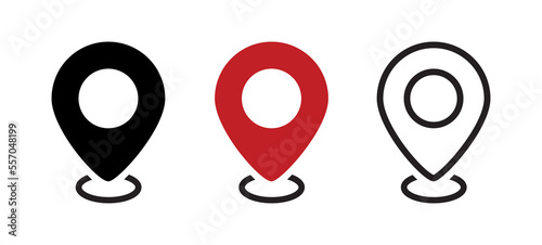 Location pin icon. Map attach marker place. Location icon. Map pointer marker icon set. GPS location character collection. Flat vector illustration isolated on white background. Vector 10 EPS.