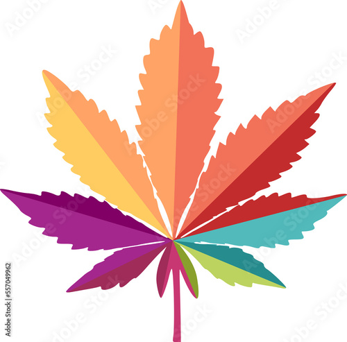 Coloured icon of a cannabis leaf in a pharmacy cross in PNG format 
