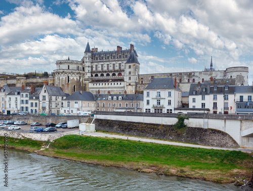 Royal Chateau at Amboise on the banks of Loire River (France). Spring urban view. © wildman