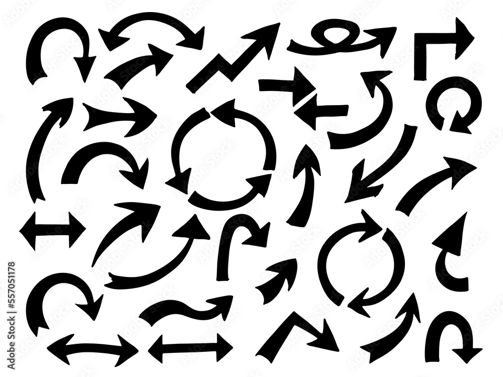 Fototapeta premium Set of hand drawn ink arrow illustration. Business doodle clipart. Single element for design