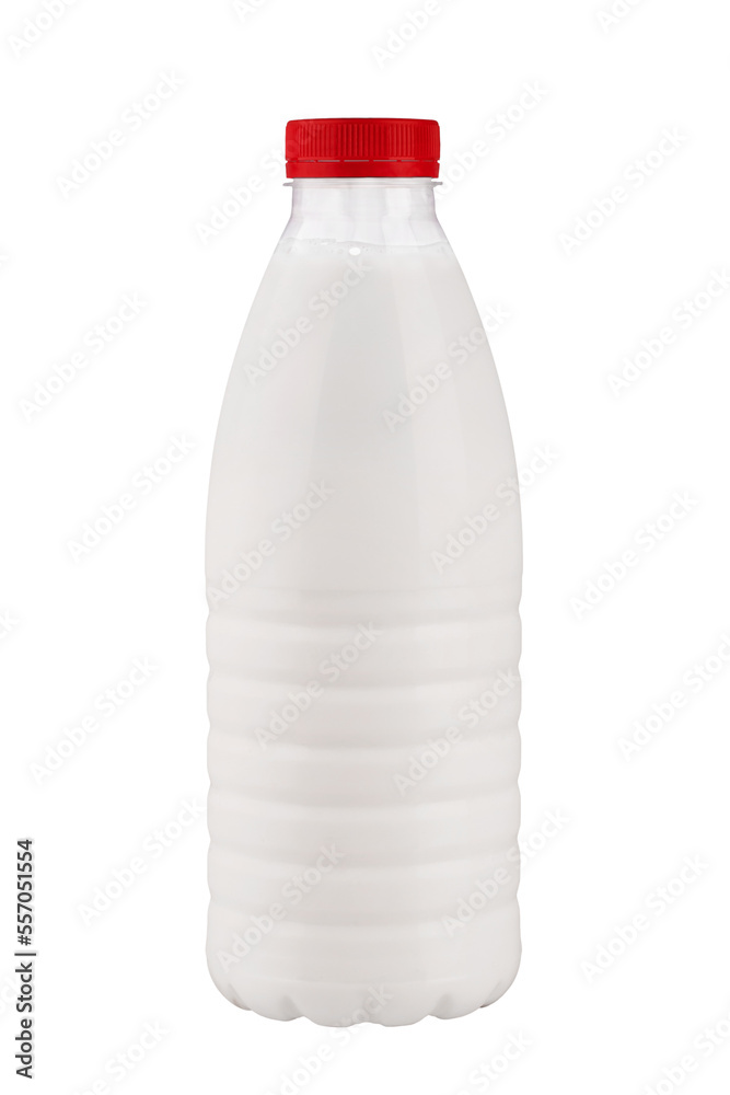 plastic milk bottle with red lid, isolate on a transparent background plastic milk bottle with red lid, isolate on a transparent background