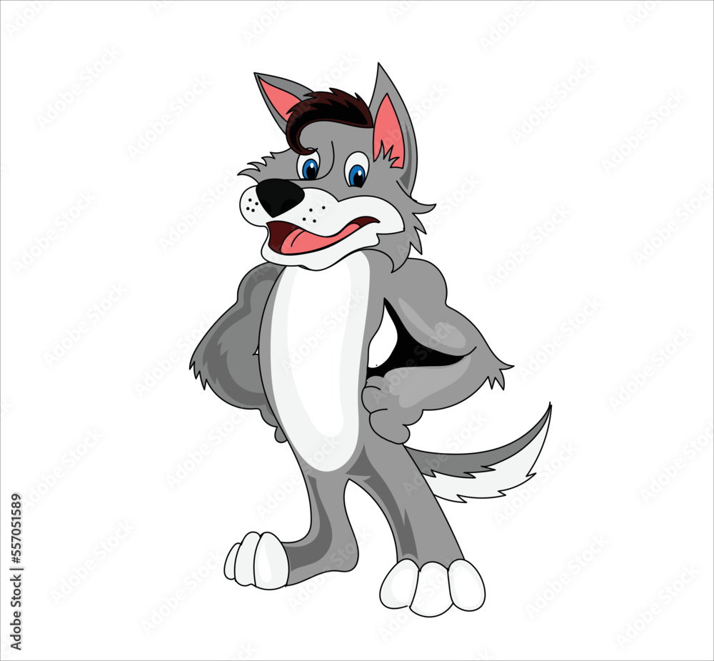Wolf cartoon vector illustration on white background Wolf cartoon vector illustration on white background