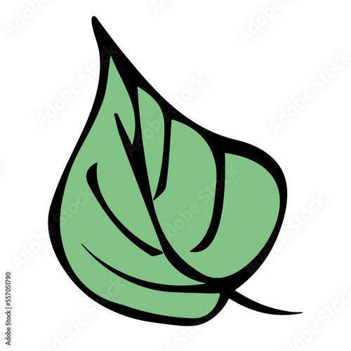 Hand drawn simple leaf. Eco doodle clipart. Botanical illustration