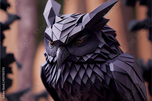 Gothic papercraft owl generative art photo