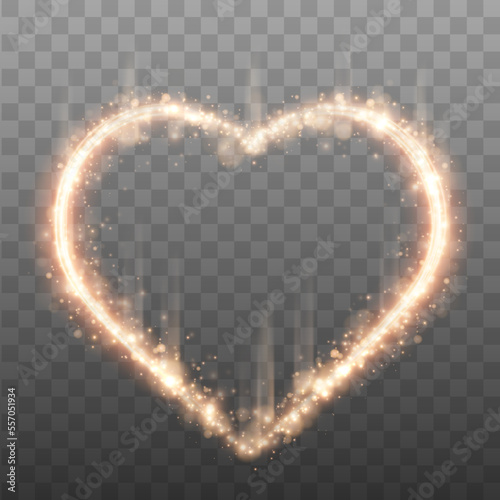 Glowing Heart. Glitter heart shape with Shine Particles. Valentines Day Design Element