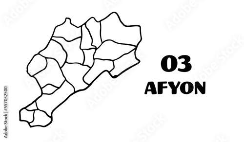 Turkey  Afyon districts map vector