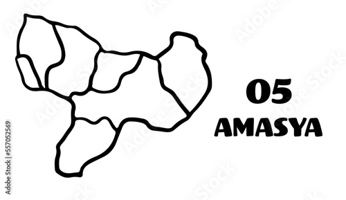 Turkey, Amasya districts map vector