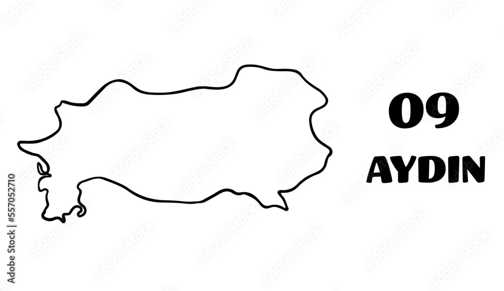 Turkey, empty Aydın map vector Turkey, empty Aydın map vector