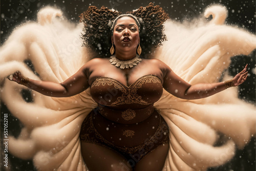 Canvas Print Portrait of a Woman Full Figured Goddess in a dynamic pose conjuring a magical b