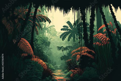 isolated view of an African jungle. Generative AI