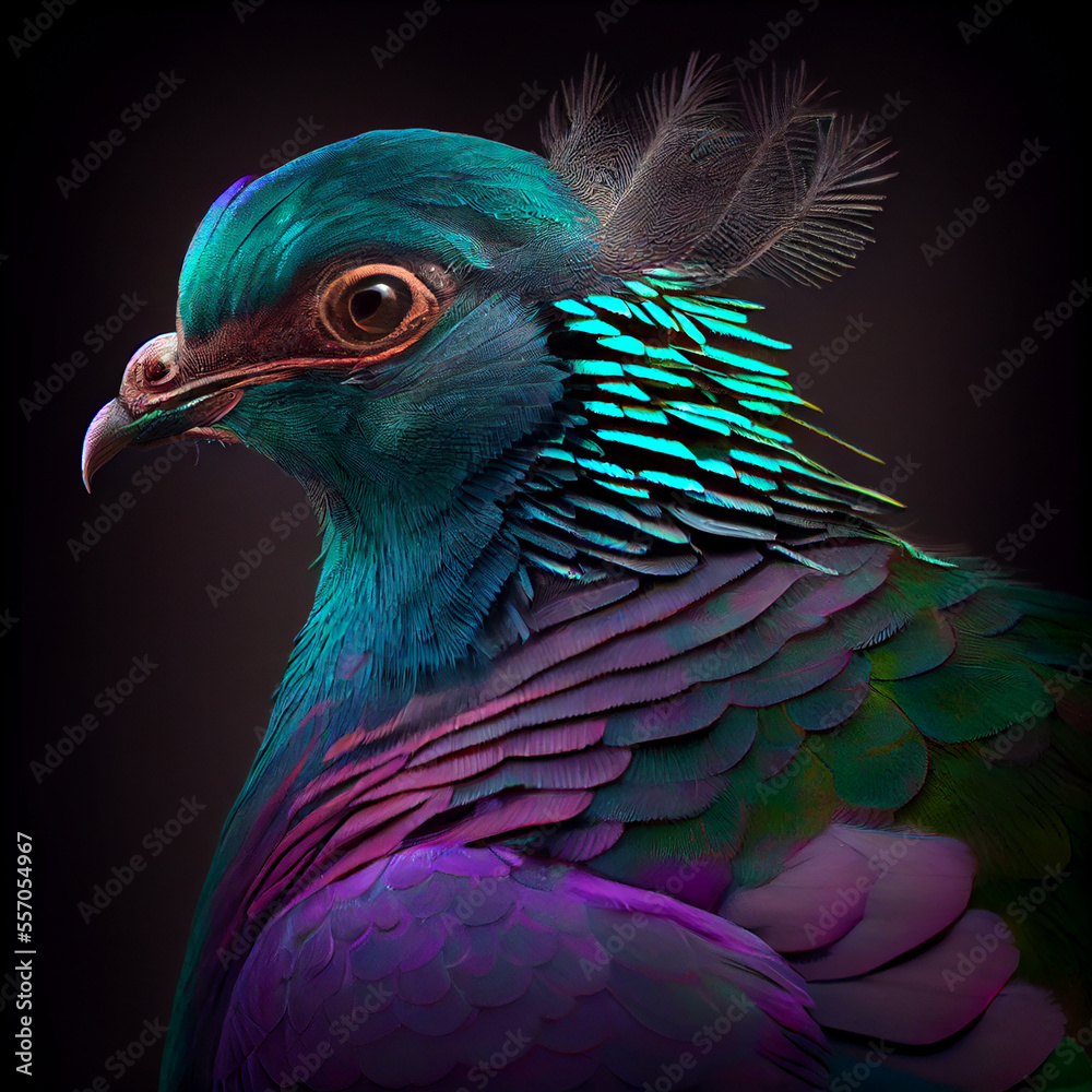 Obraz premium Peacock pigeon generative art