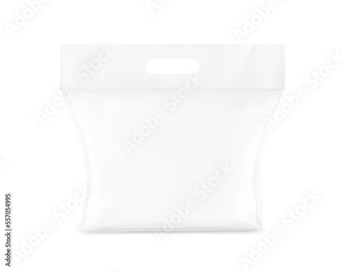 Realistic plastic bag with handle mockup. Vector illustration isolated on white background. Ready and simple to use for your design. EPS10.	