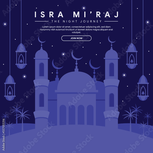isra miraj banner illustration in flat design