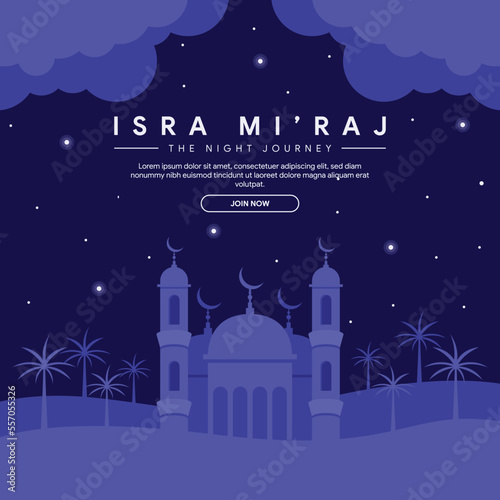 isra miraj banner illustration in flat design