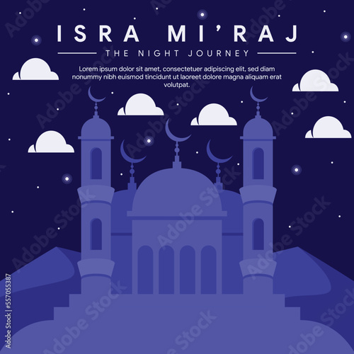 isra miraj banner illustration in flat design
