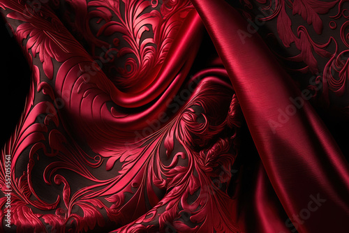 Christmas velvet red satin farbic textile. Generative AI photo