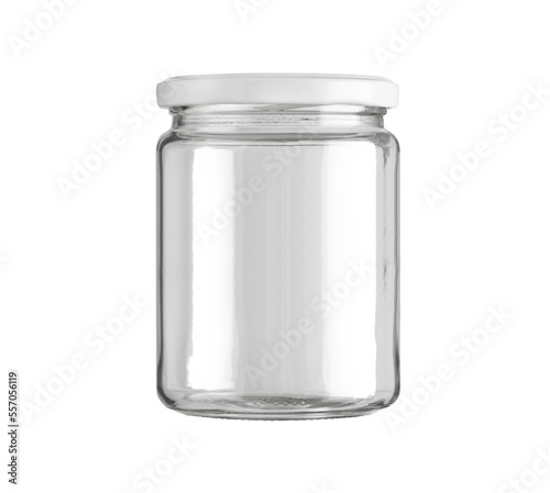Fényképezés Glass jar close up isolated on a transparent background