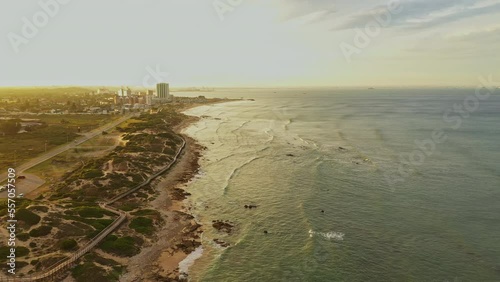 Port Elizabeth beautiful sandy coastline beach and ocean during sunset   photo