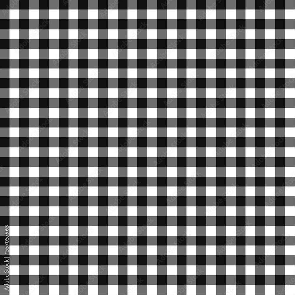 Coarse black and white checkered plaid fabric pattern texture. Modified stripes consisting of crossed horizontal and vertical lines forming squares background. Coarse black and white checkered plaid fabric pattern texture. Modified stripes consisting of crossed horizontal and vertical lines forming squares background.