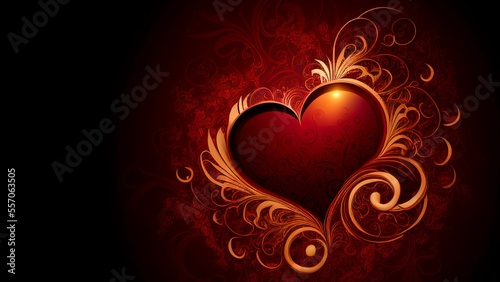 heart with fire background 