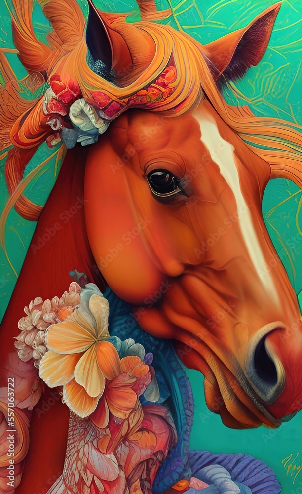 horse with flowers
