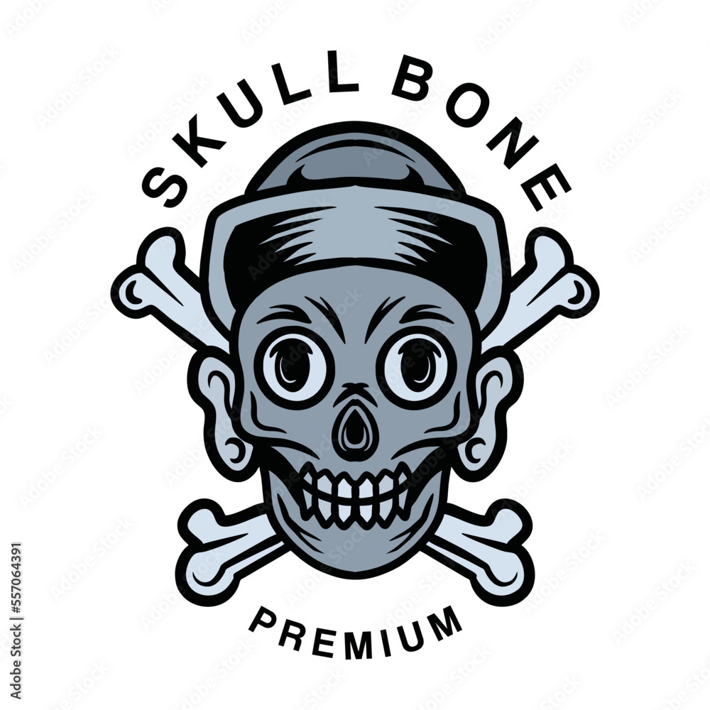Fototapeta premium Premium Monoline Skull Bone Logo Design Vintage Emblem Vector illustration Face Skeleton Badge Symbol Icon