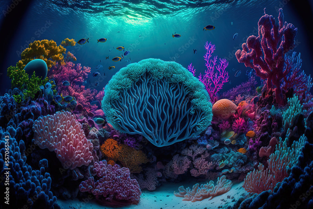 Artificial Coral Reef Ocean Stock Photo 96667366
