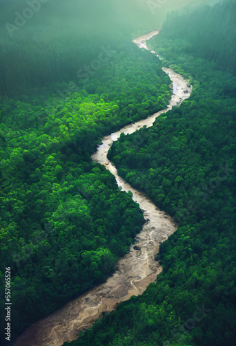 river in the tropical jungle forest