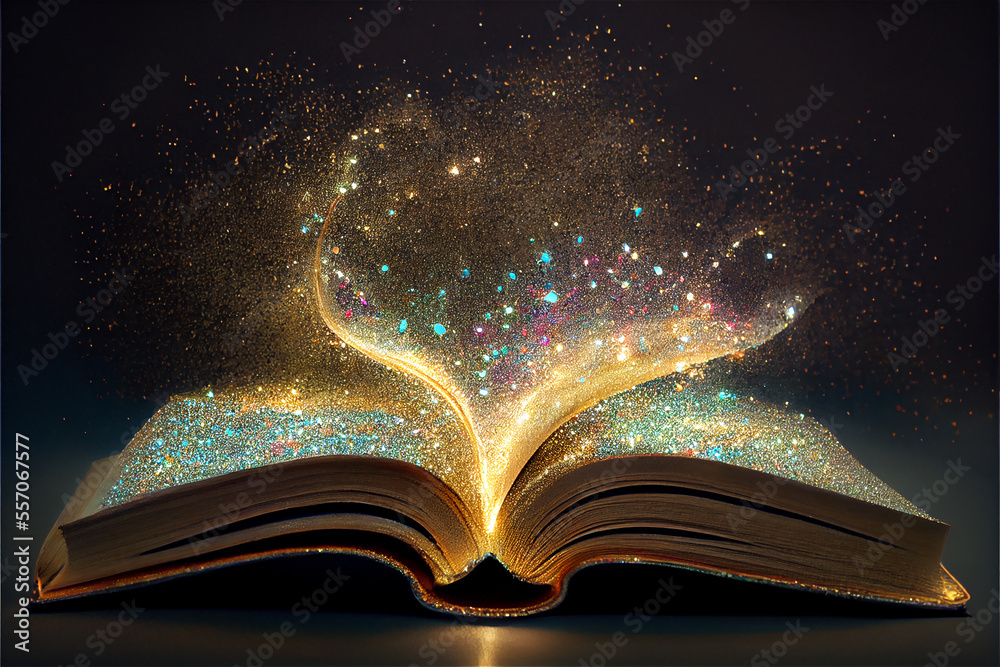 Obraz premium An open book with sparkles coming out of it ideal for fantasy and literature backgrounds