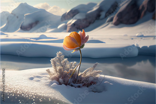 flower blooming in a frozen...