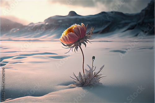 flower blooming in a frozen...