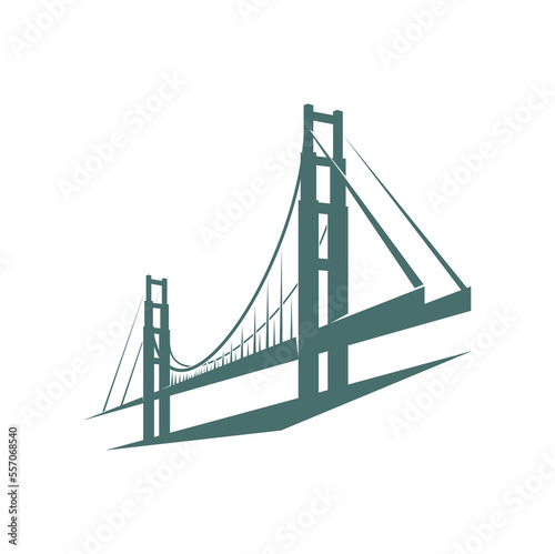 Bridge icon. Transportation or construction industry company graphic emblem  tourism or travel landmark minimalistic vector symbol or city architecture monochrome sign with suspension bridge