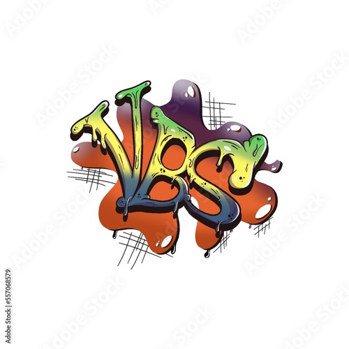 Graffiti text effect VBS (Vacation Bible School) illustration advertisement, Isolated on white background. Christian camp concept. 