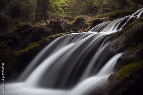 waterfall in the forest with long exposure